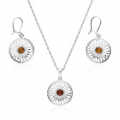 Set argint cercei si lantisor cu chihlimbar DiAmanti AMJ-063-AS